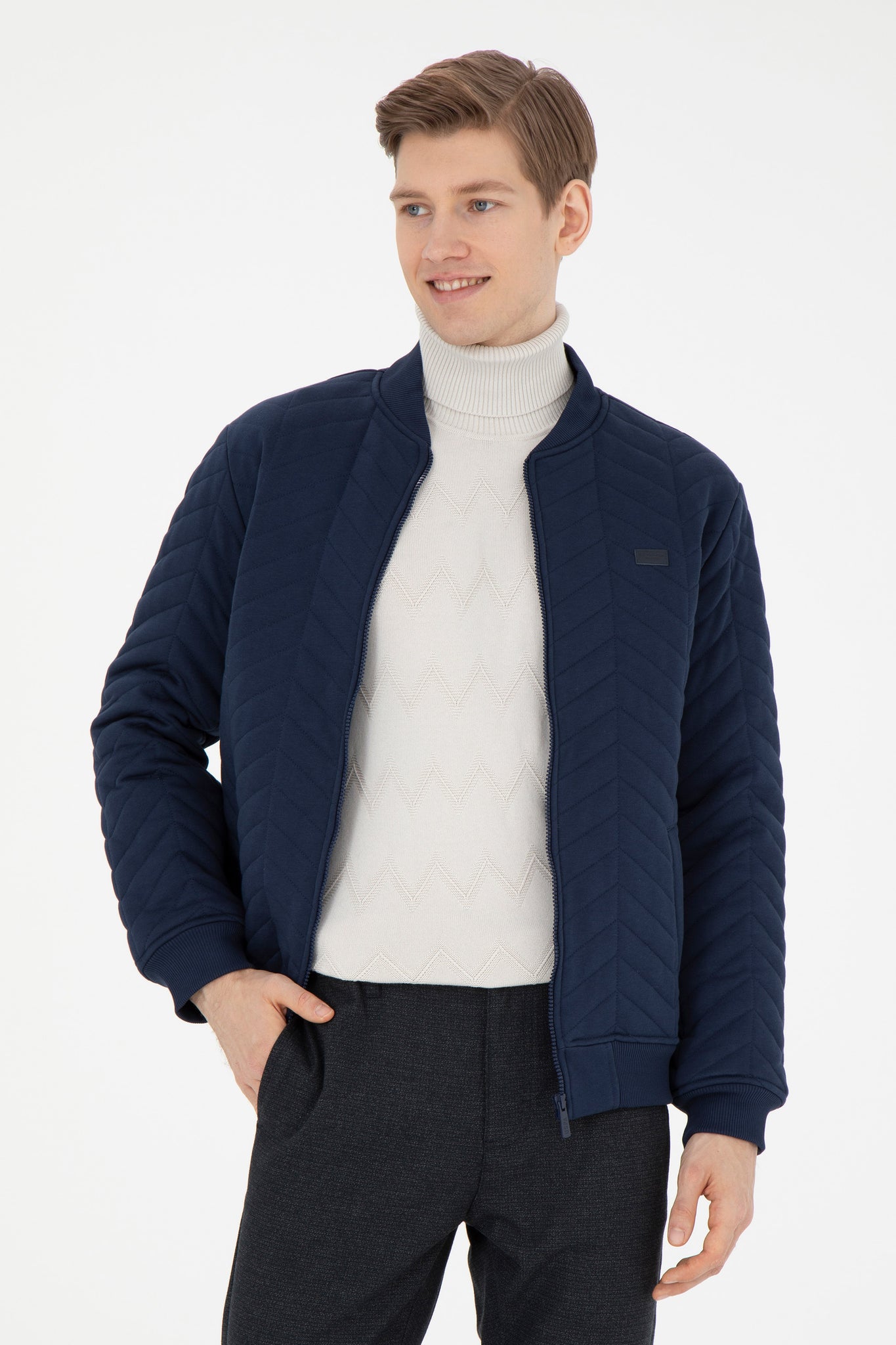 Men's Navy Blue Knitted Cardigan