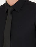 Black Slim Fit Long Sleeve Basic Shirt