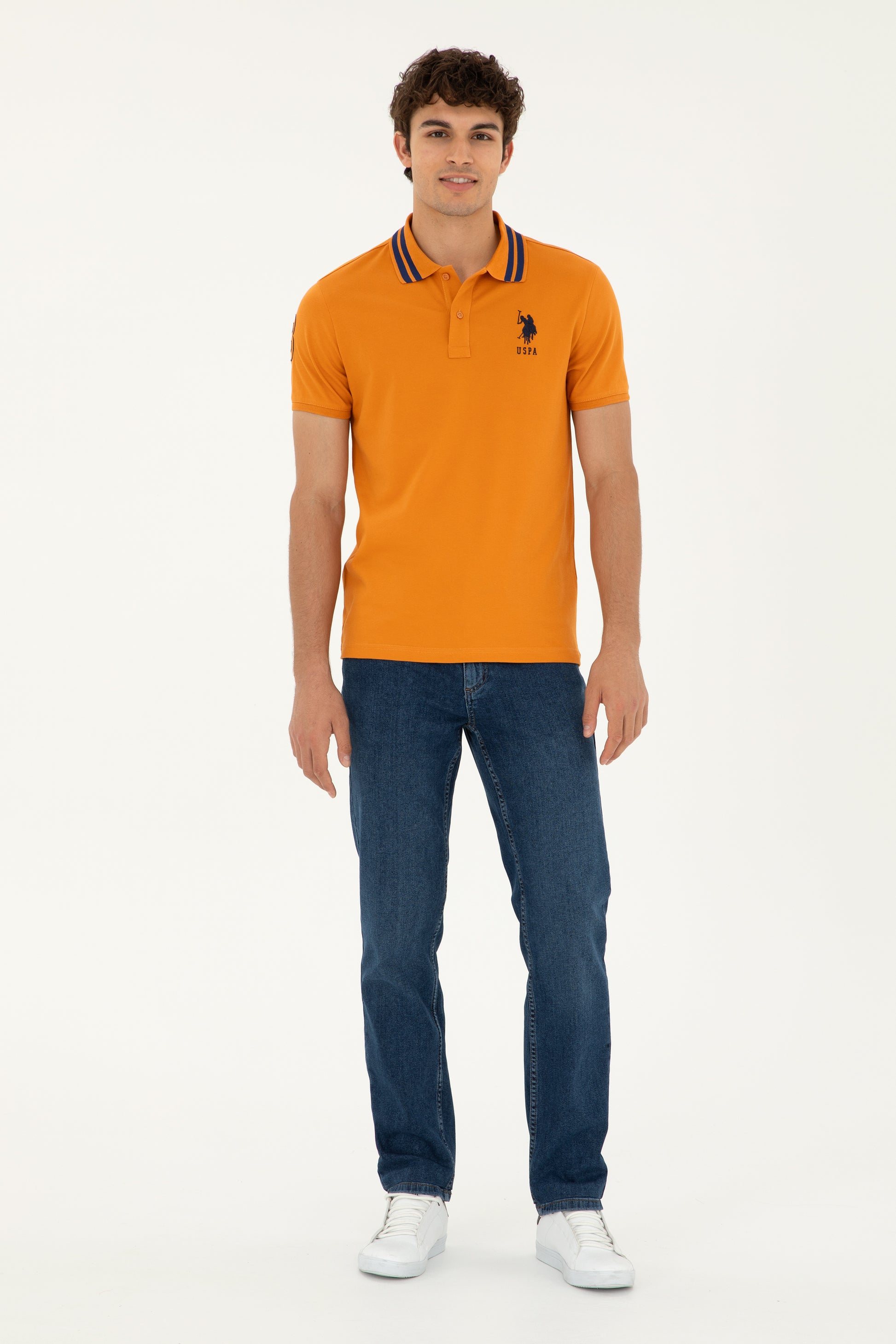 Men's Slim Fit Polo Neck Tile Basic T-Shirt