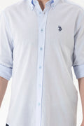 Men's Linen Look Light Blue Basic Shirt