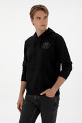 Erkek Regular Fit Kapişonlu Siyah Sweatshirt