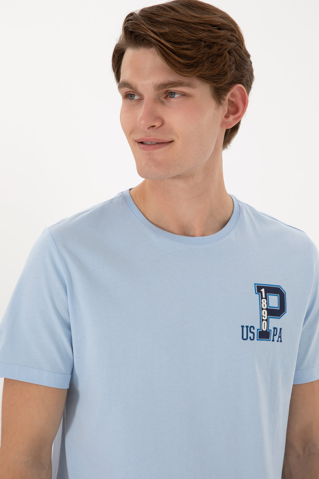 Men's Regular Fit Crew Neck Light Blue T-Shirt