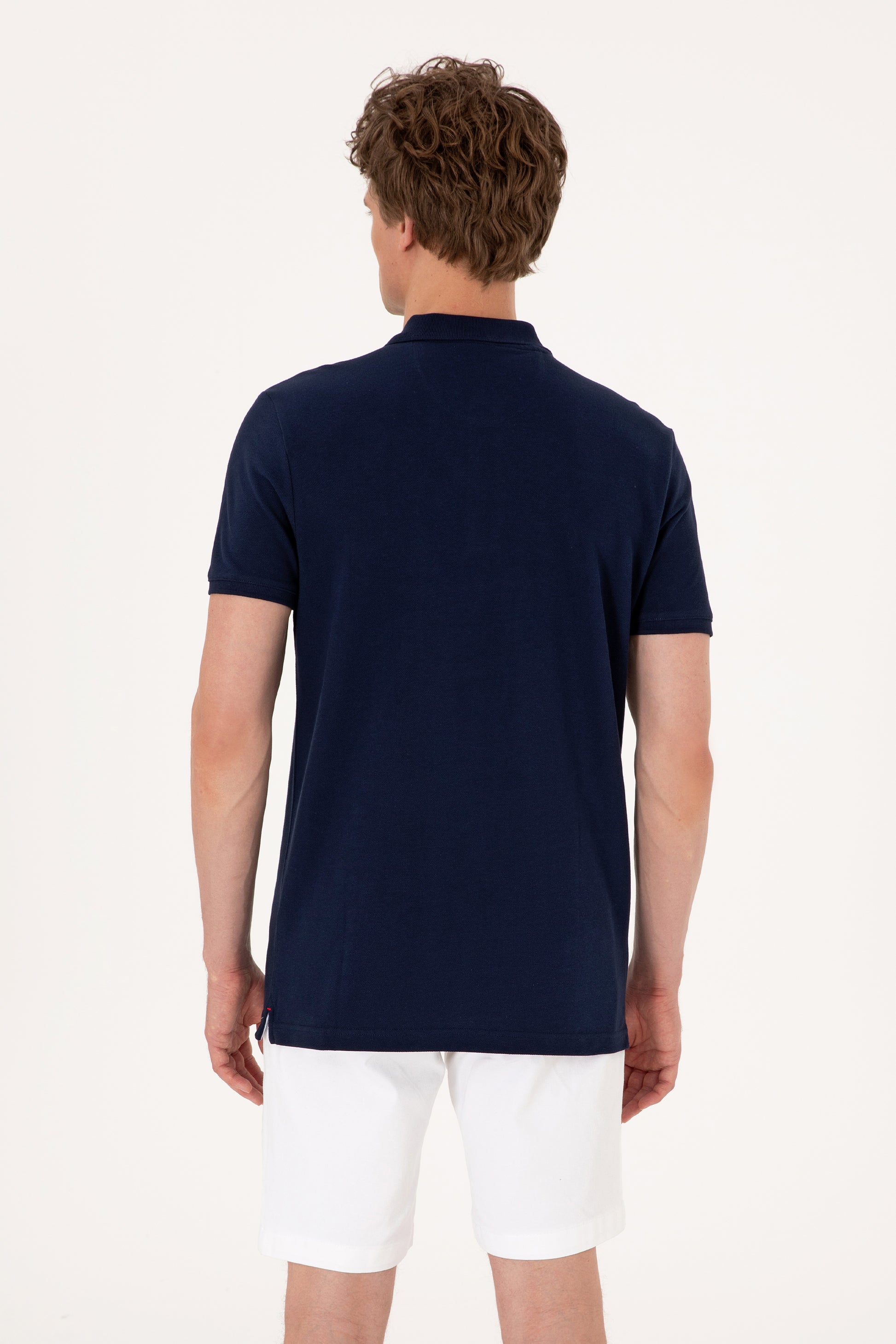 Men's Slim Fit Polo Neck Navy Basic T-Shirt