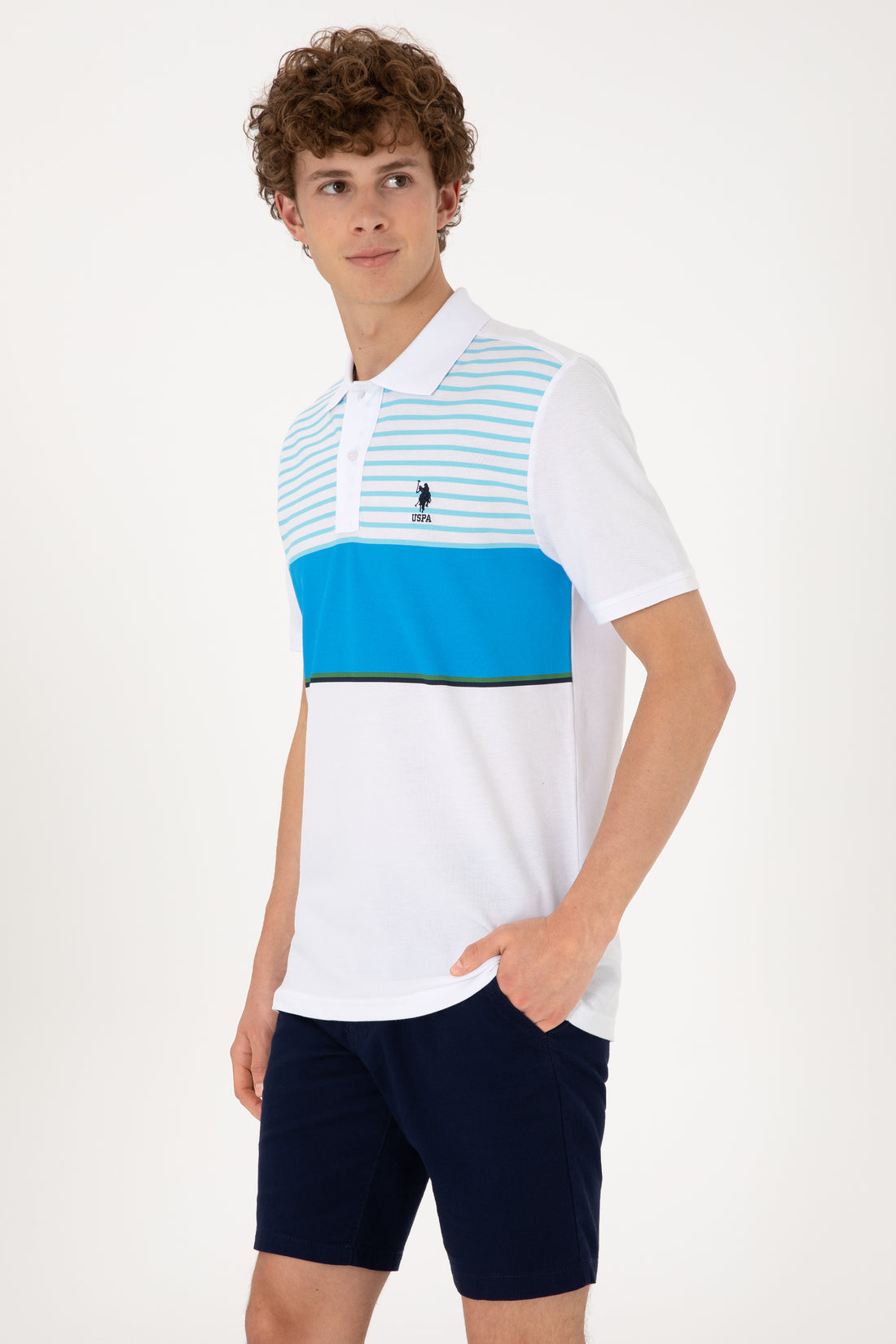 Men's Regular Fit Polo Neck Turquoise T-shirt