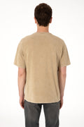 Men's Comfort Fit Crew Neck Khaki Wash T-Shirt
