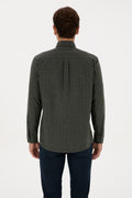 Men's Dark Green Long Sleeve Shirt