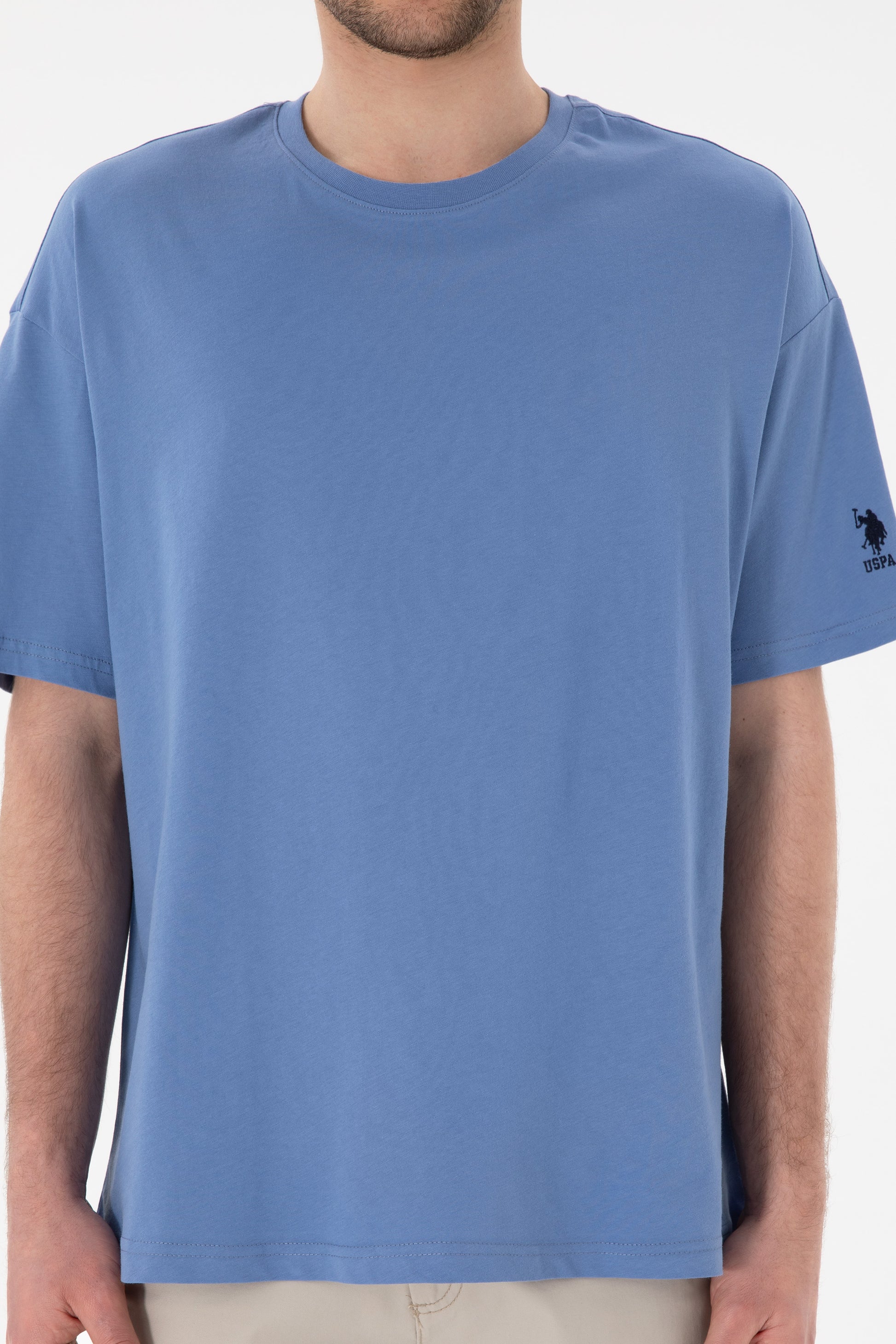 Men's Oversize Fit Crew Neck Dark Blue T-Shirt