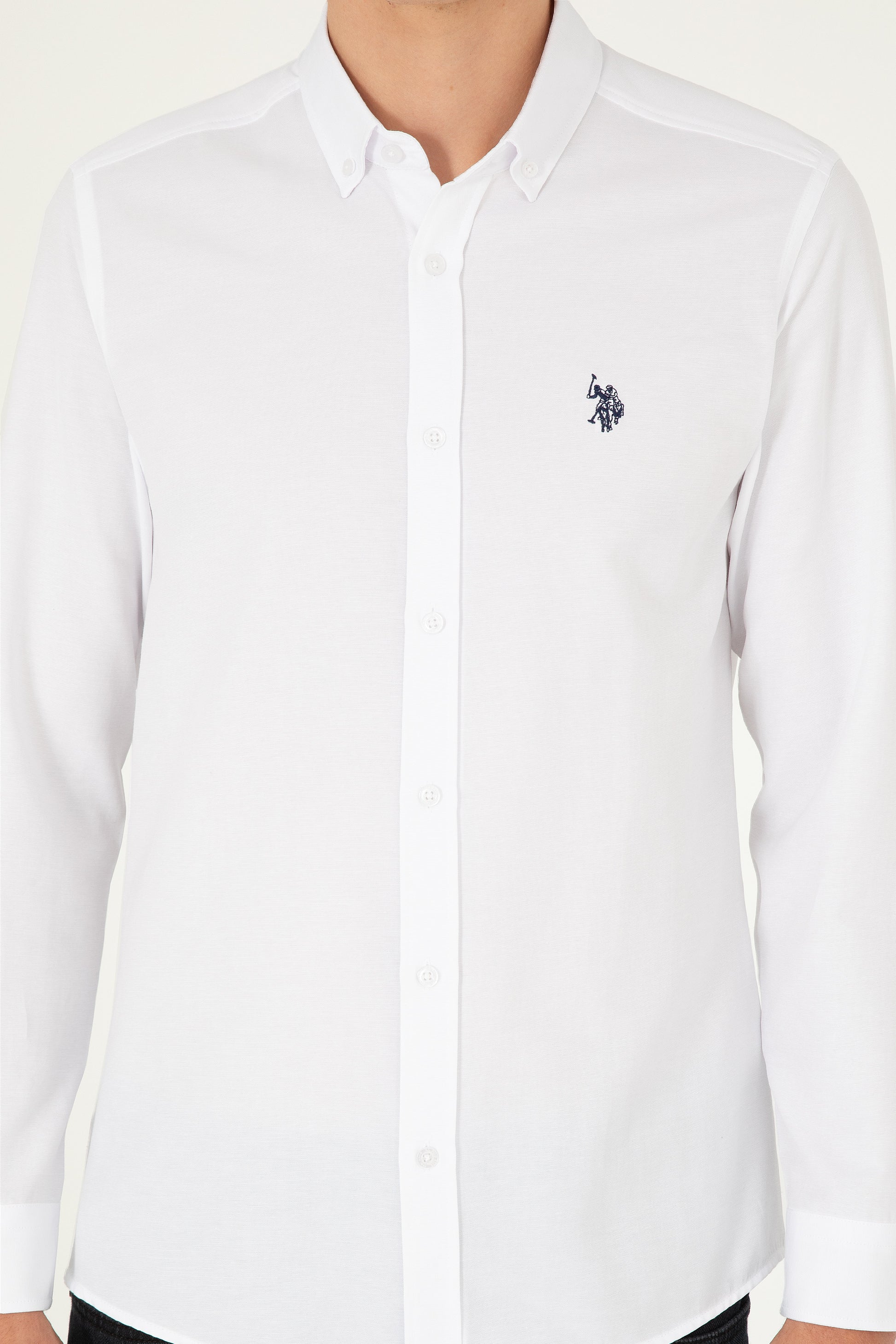 Men's White Long Sleeve Basic Shirt