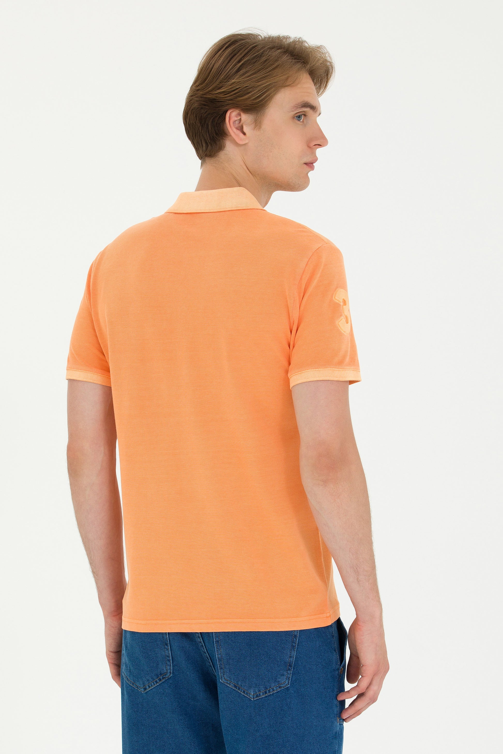 Men's Orange Basic Polo Neck T-Shirt