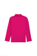 Girls' Fuchsia Polo Collar Basic Sweatshirt