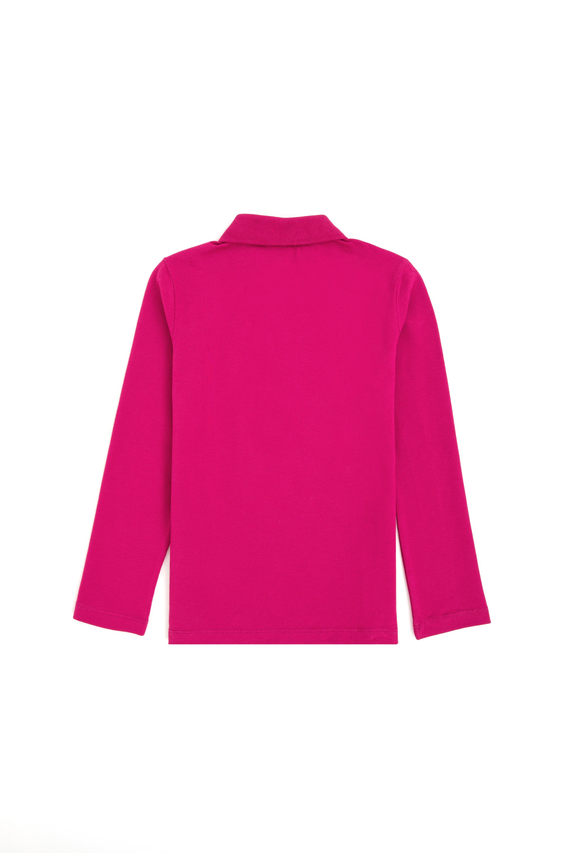 Girls' Fuchsia Polo Collar Basic Sweatshirt