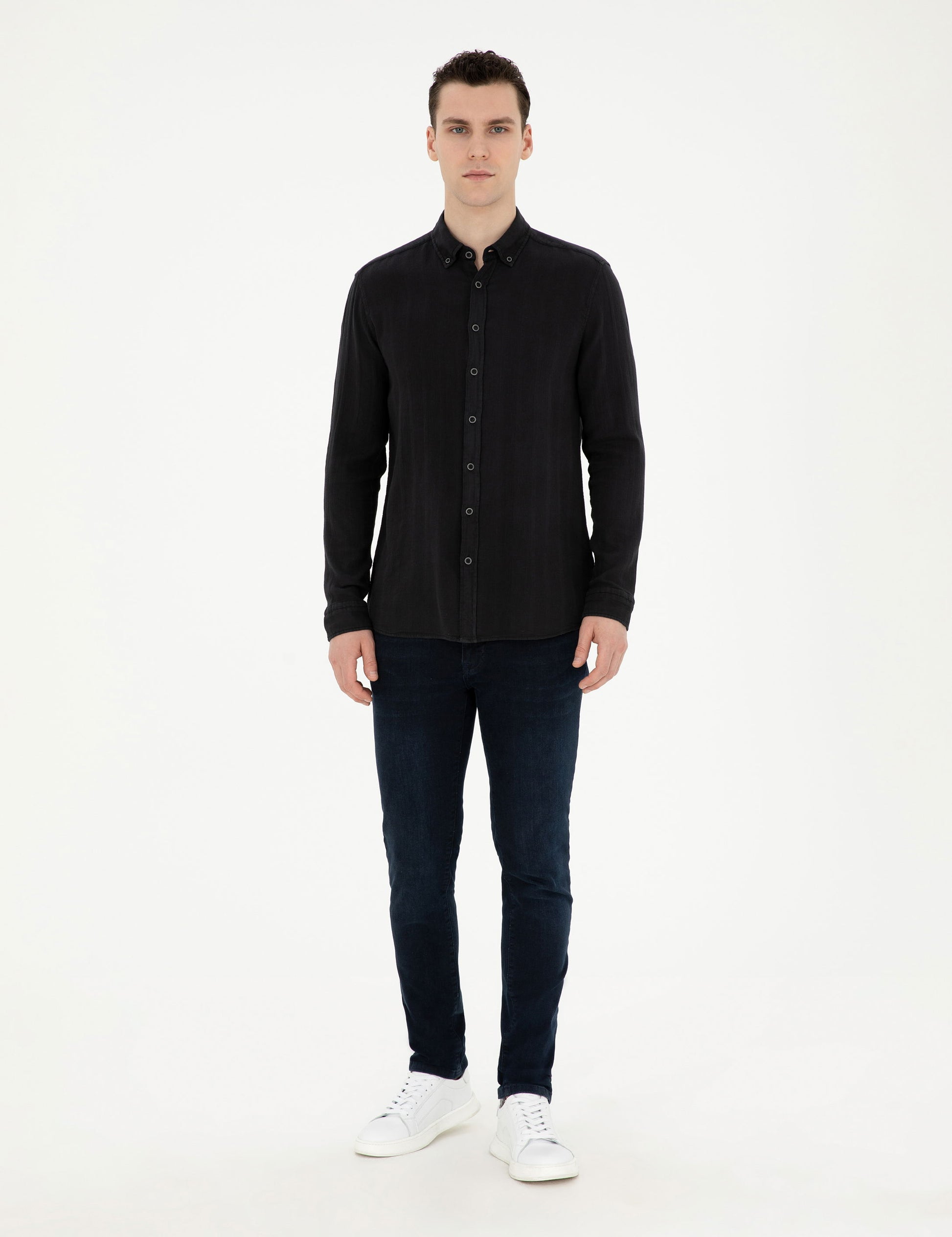 Black Regular Fit Long Sleeve Shirt