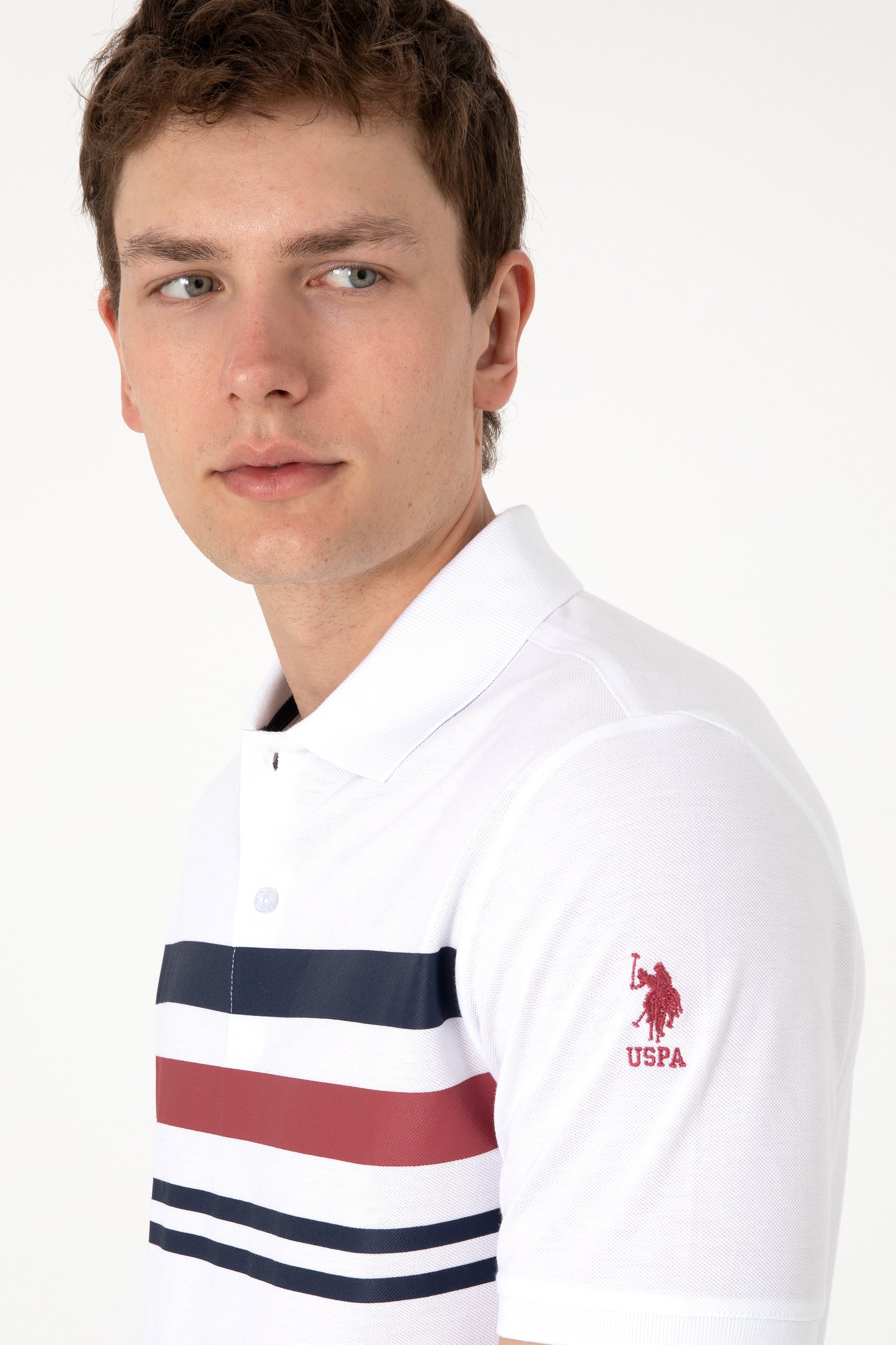 Men's Regular Fit Polo Neck White T-Shirt