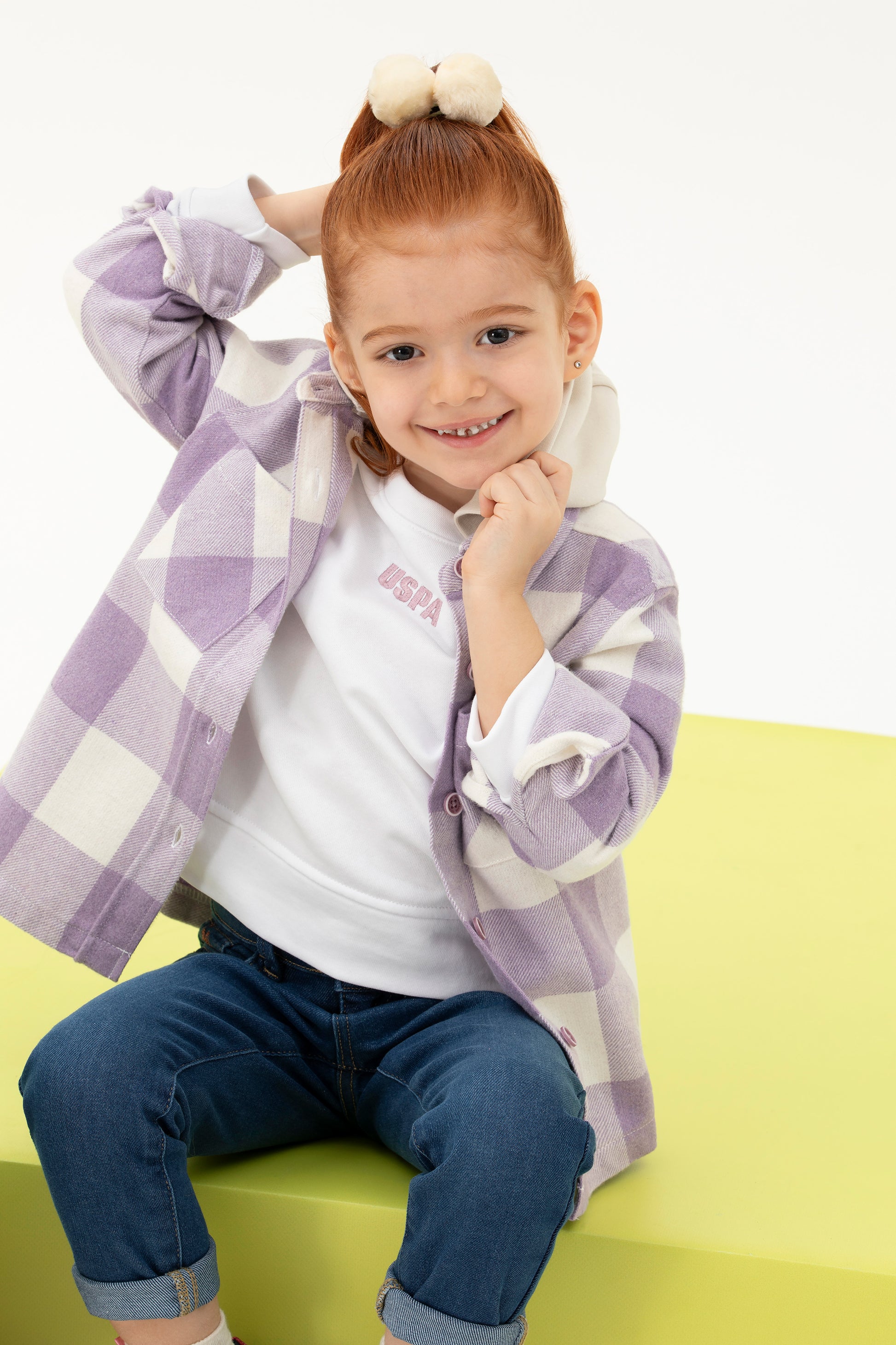 Girls' Lilac Long Sleeve Hooded Shirt