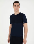 Navy Blue Slim Fit Crew Neck Sweater T-Shirt