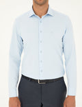 Light Blue Slim Fit Chunky Long Sleeve Shirt