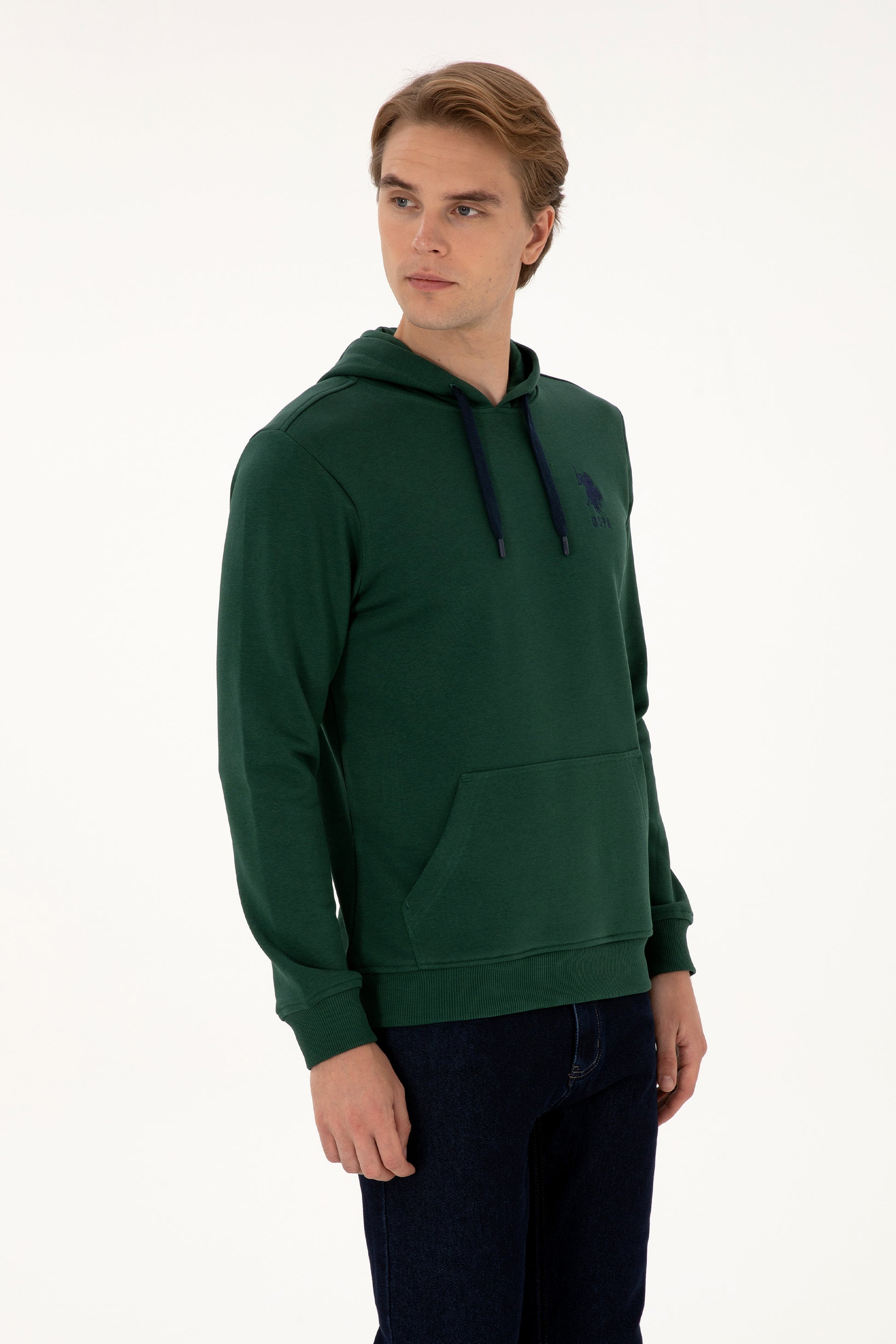 Men's Dark Green Basic Sweatshirt