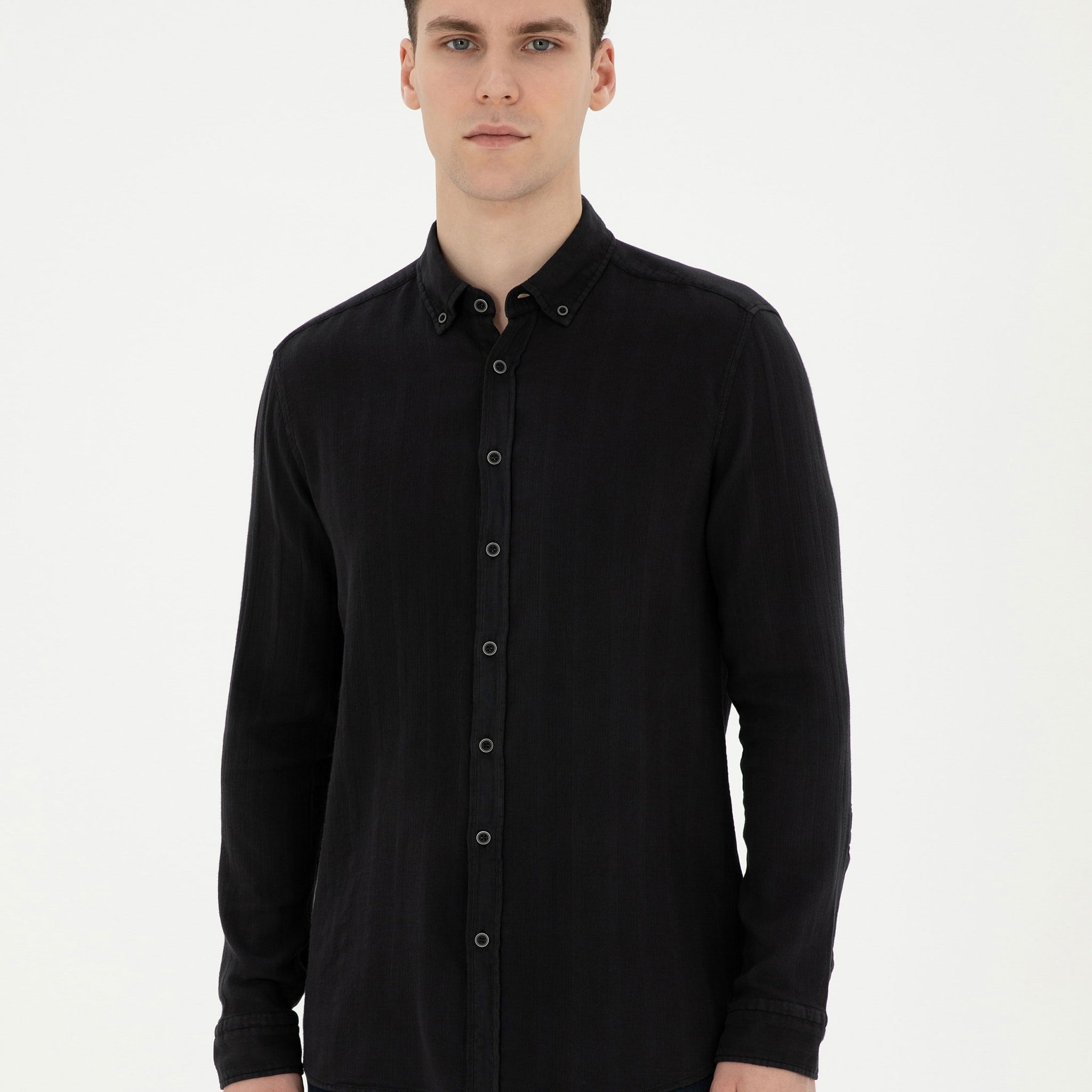 Black Regular Fit Long Sleeve Shirt