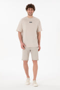 Men's Oversize Fit Crew Neck Stone T-Shirt