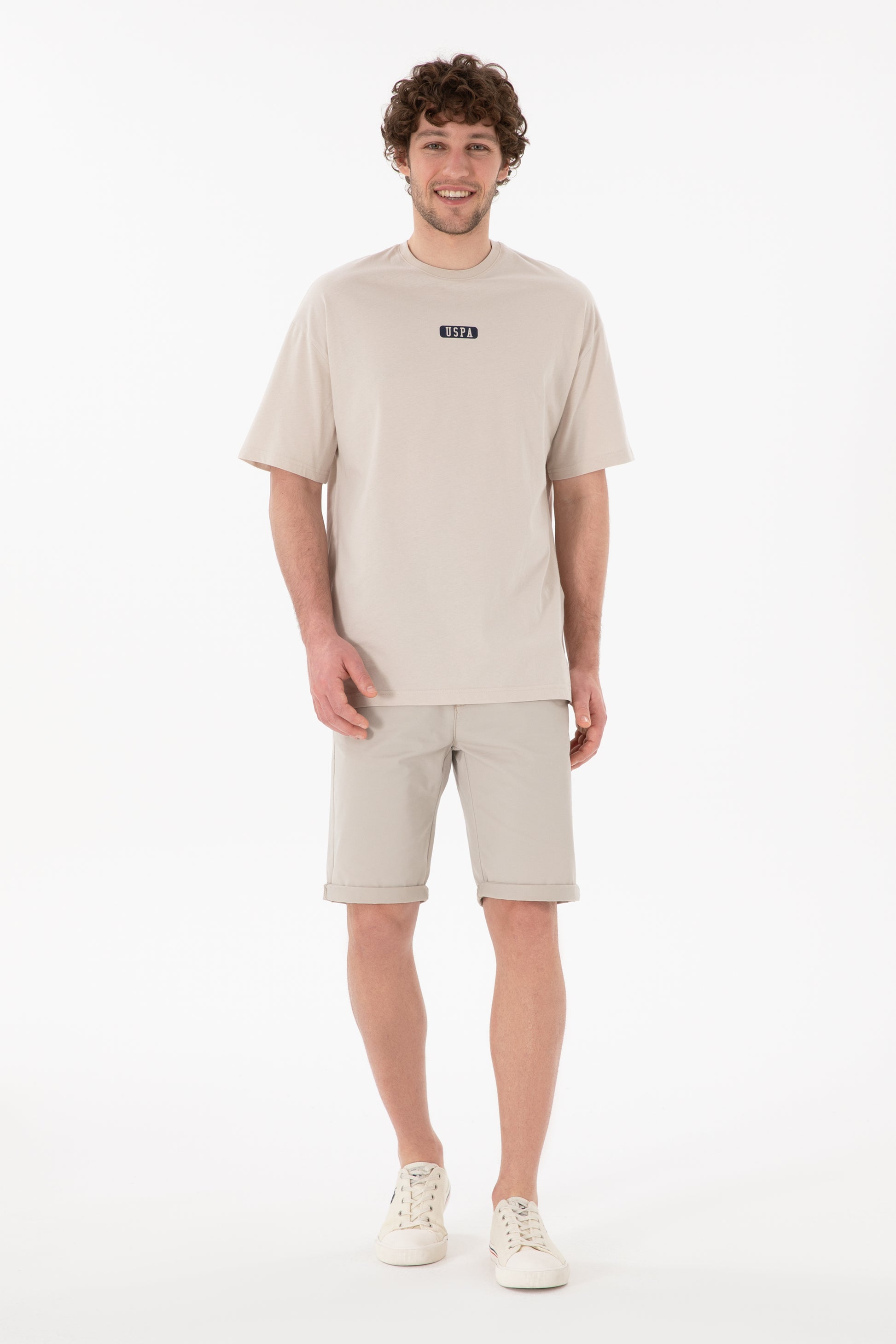 Men's Oversize Fit Crew Neck Stone T-Shirt