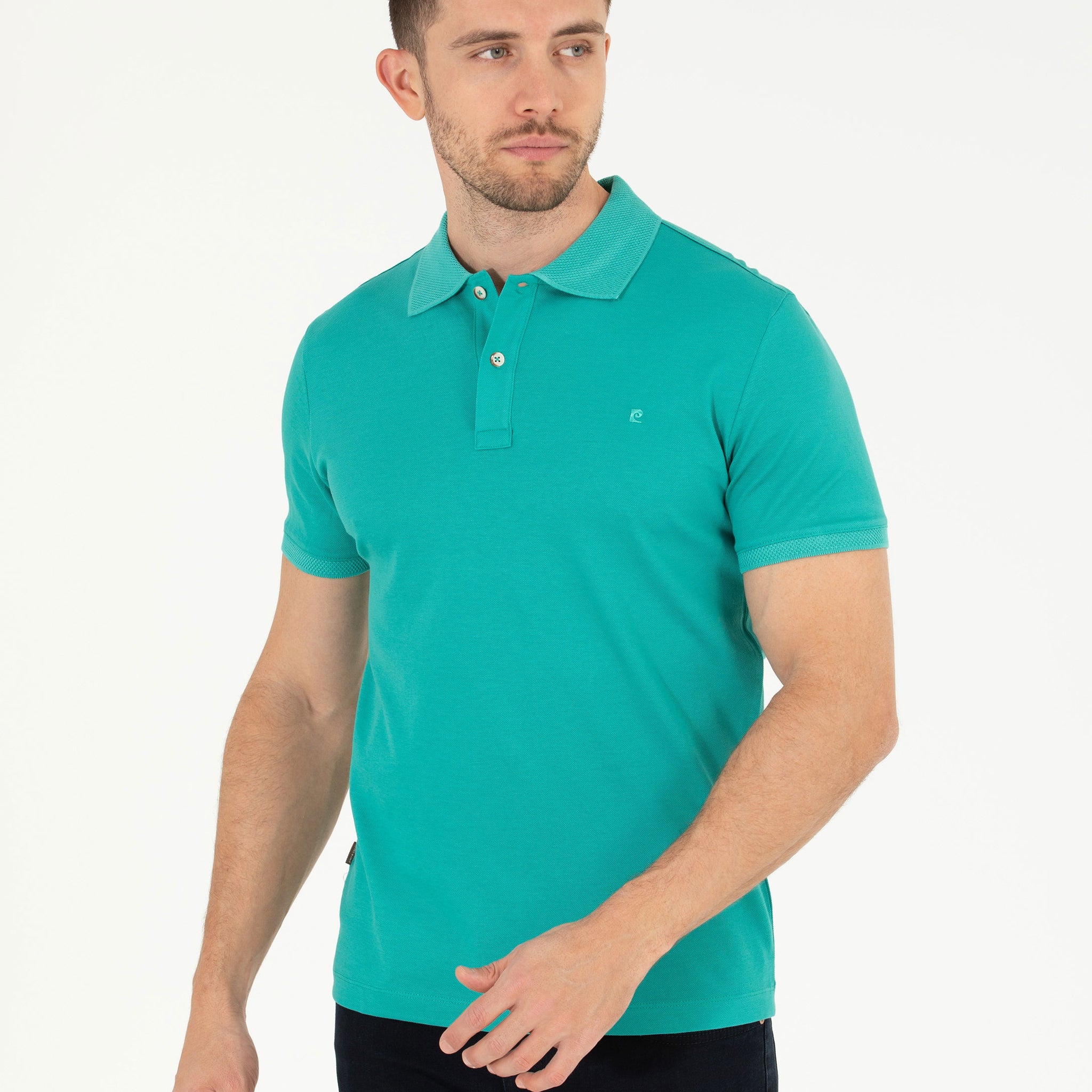 Green Slim Fit Polo Neck Mercerized T-Shirt