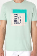 Men's Regular Fit Crew Neck Water Green T-Shirt
