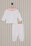 Baby Girl White Pattern 100% Cotton 3-Piece Pajama Set