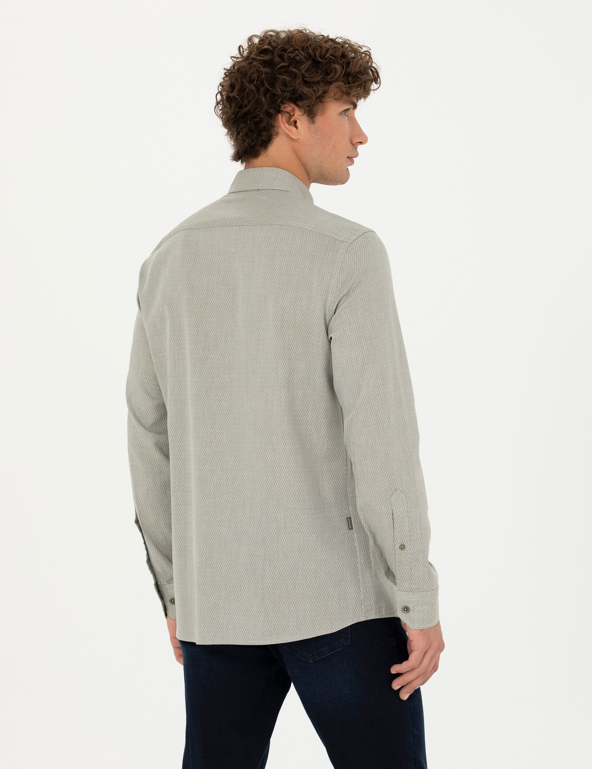 Khaki Slim Fit Long Sleeve Shirt