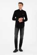 Men's Black Long Sleeve Basic Shirt