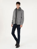 Grey Wool Blend Regular Fit Cashmere Coat