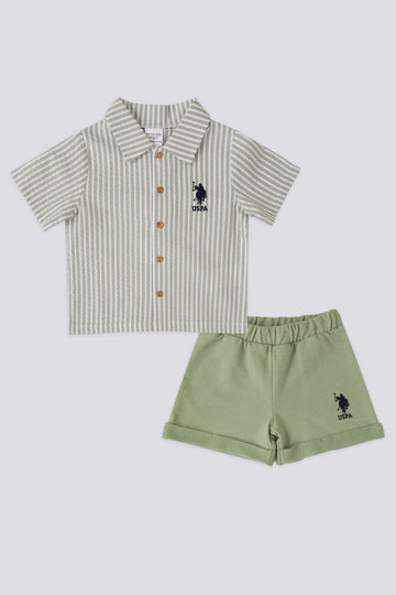 Boy's Baby Buttoned Khaki Shorts Suit