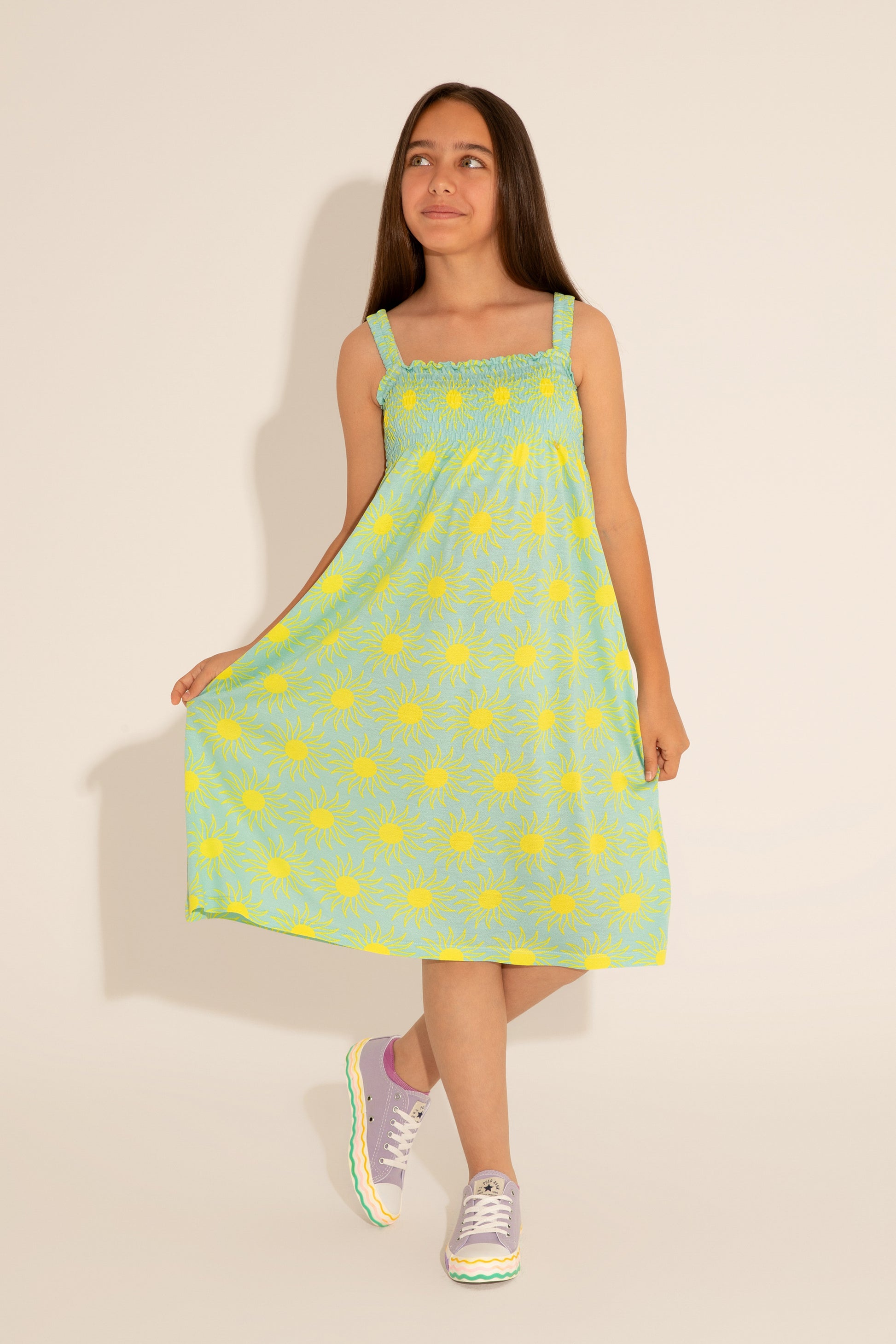 Girls' Mint Sleeveless Knitted Dress
