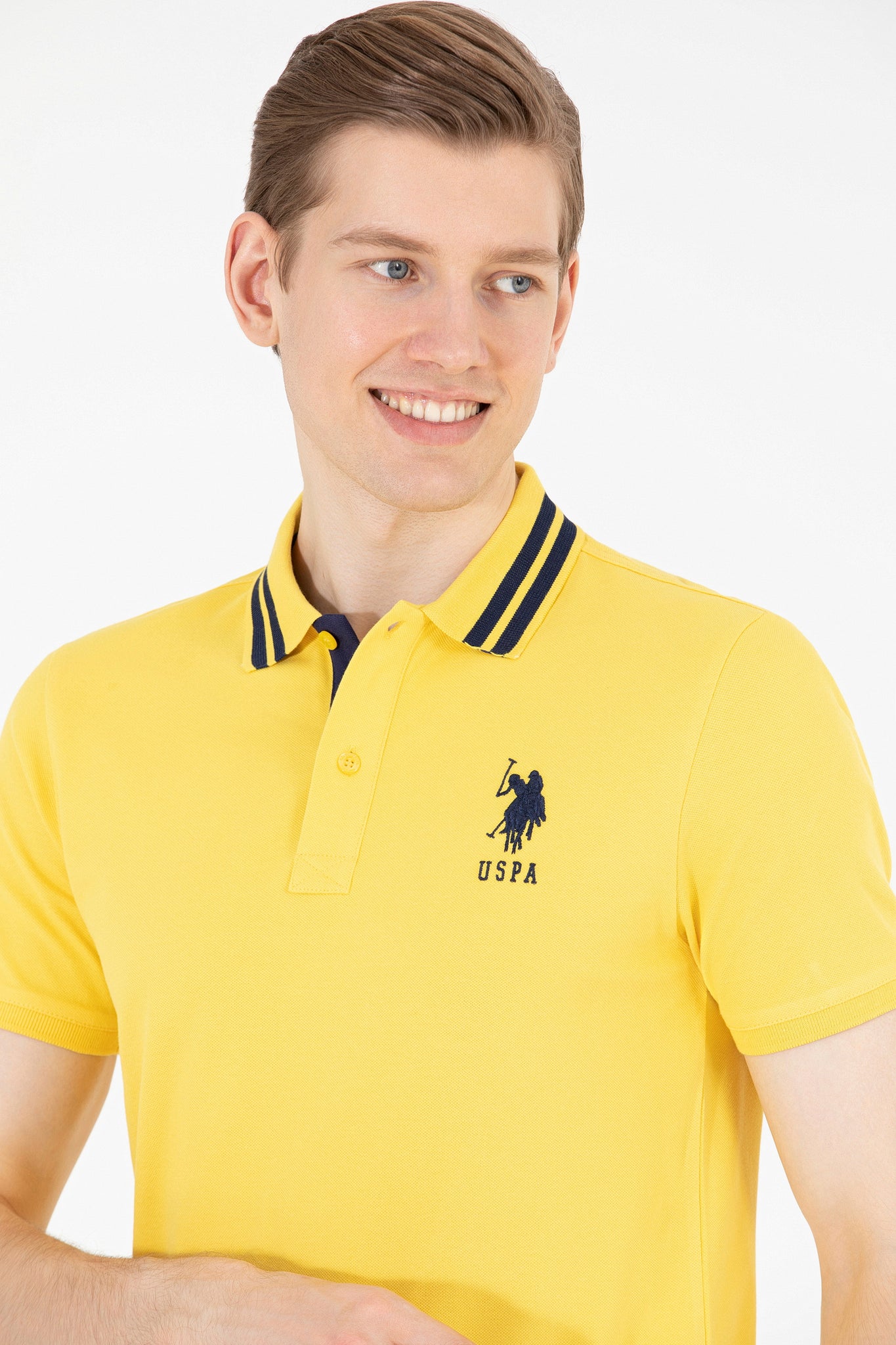 Men's Dark Yellow Basic Polo Neck T-Shirt