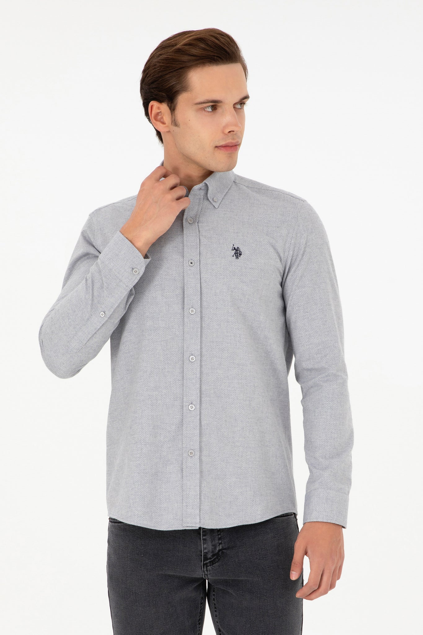 Men's Grey Long Sleeve Shirt