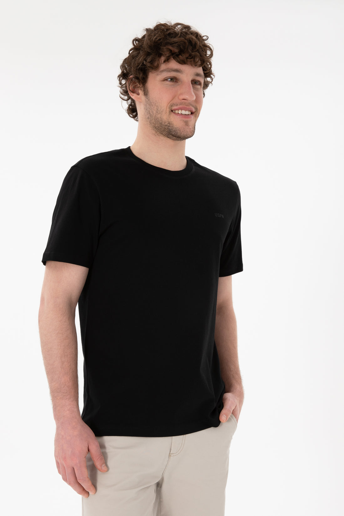 Men's Regular Fit Crew Neck Black Basic T-Shirt