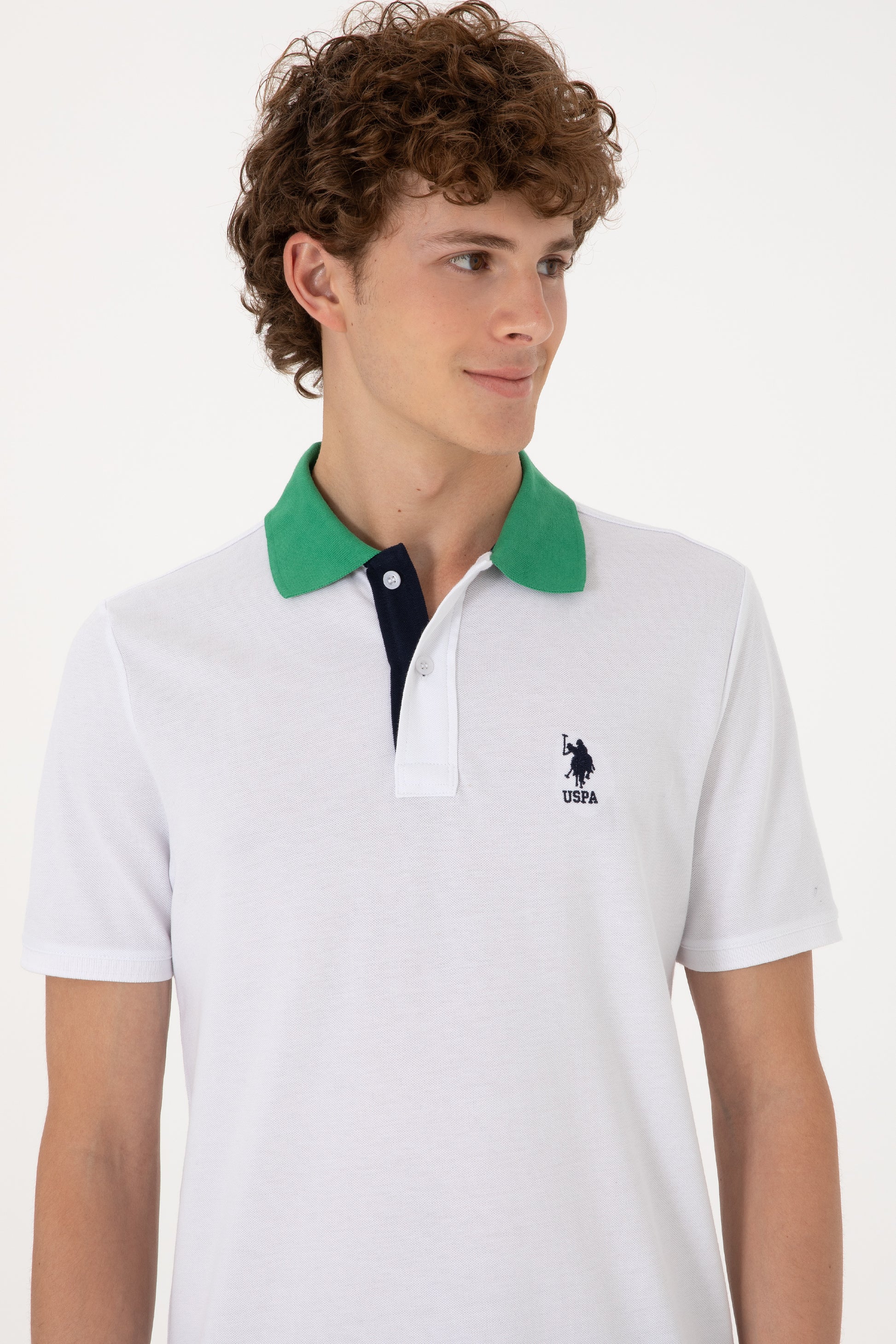 Men's Regular Fit Polo Neck White T-Shirt