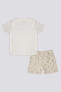 Baby Girl Beige Polka Dot 2-Piece Short Sleeve T-Shirt Set