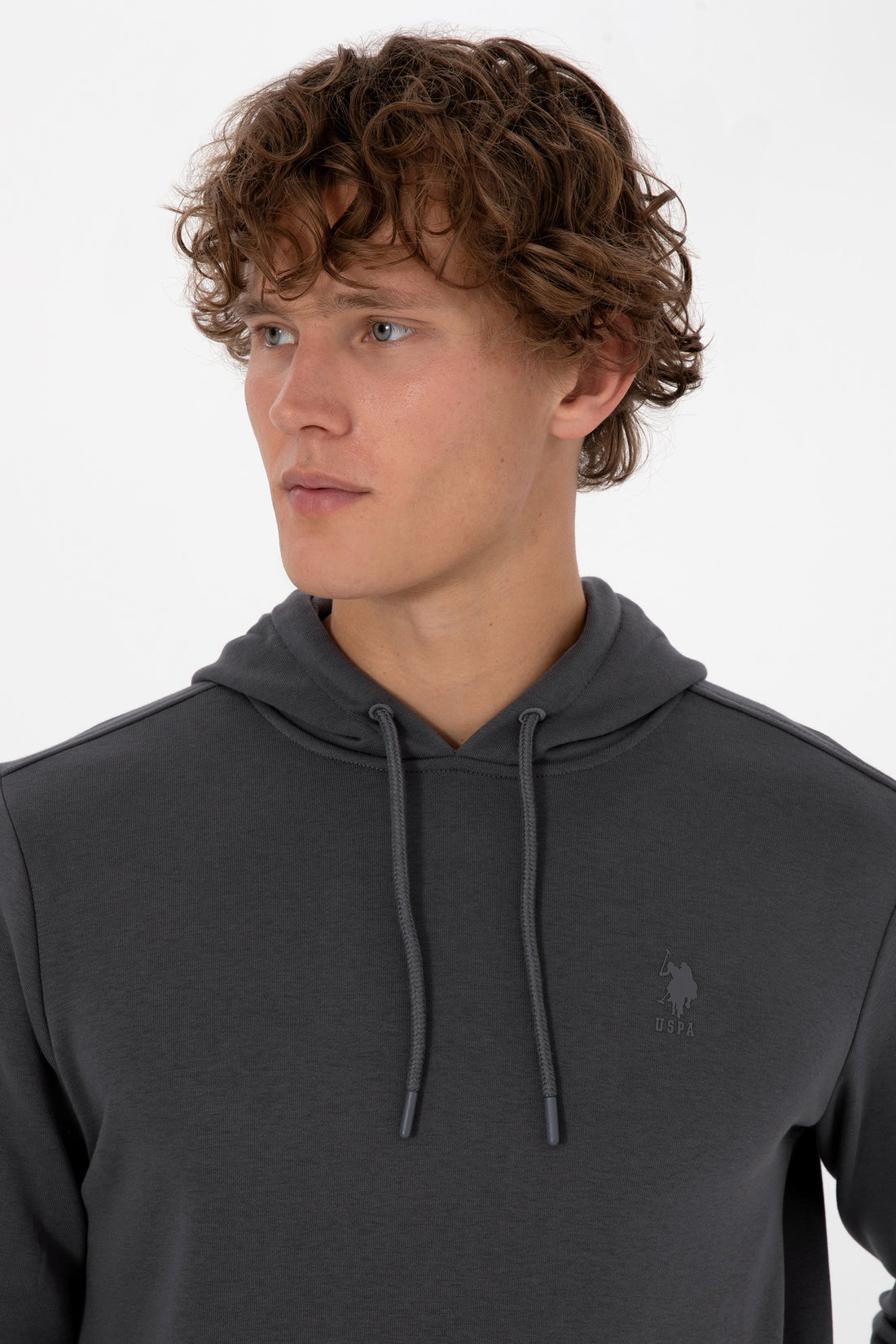 Erkek Regular Fit Kapişonlu Grı Basic Sweatshirt