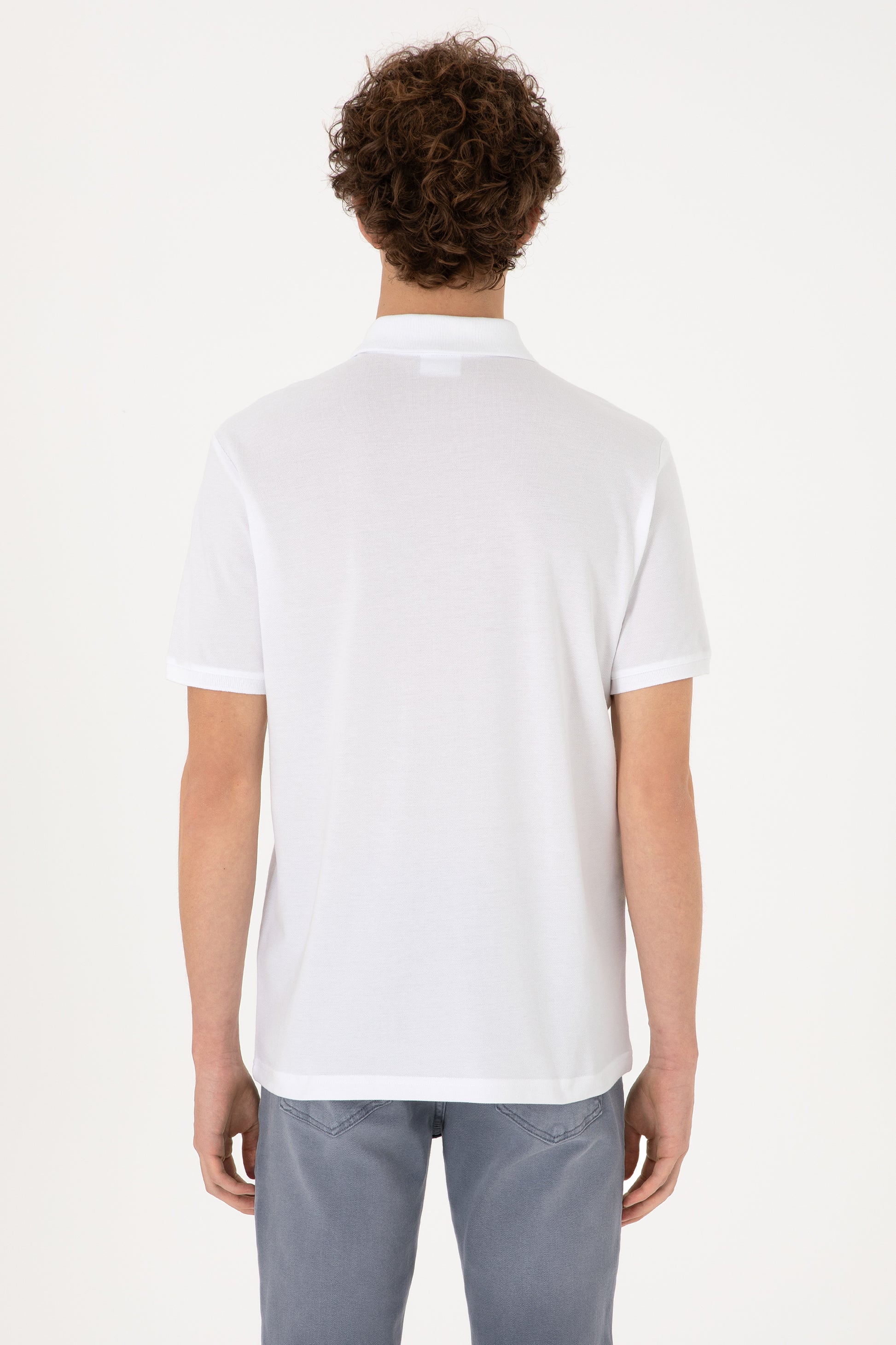 Men's Regular Fit Polo Neck White T-Shirt
