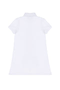 Girls' White Polo Neck Short Sleeve Knitted Dress