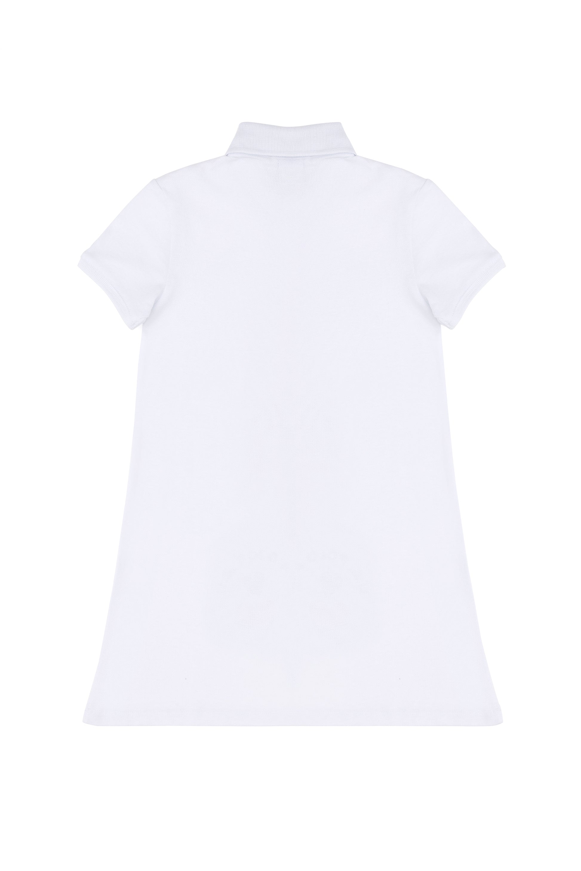 Girls' White Polo Neck Short Sleeve Knitted Dress