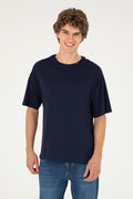 Men's Oversize Fit Crew Neck Navy T-Shirt