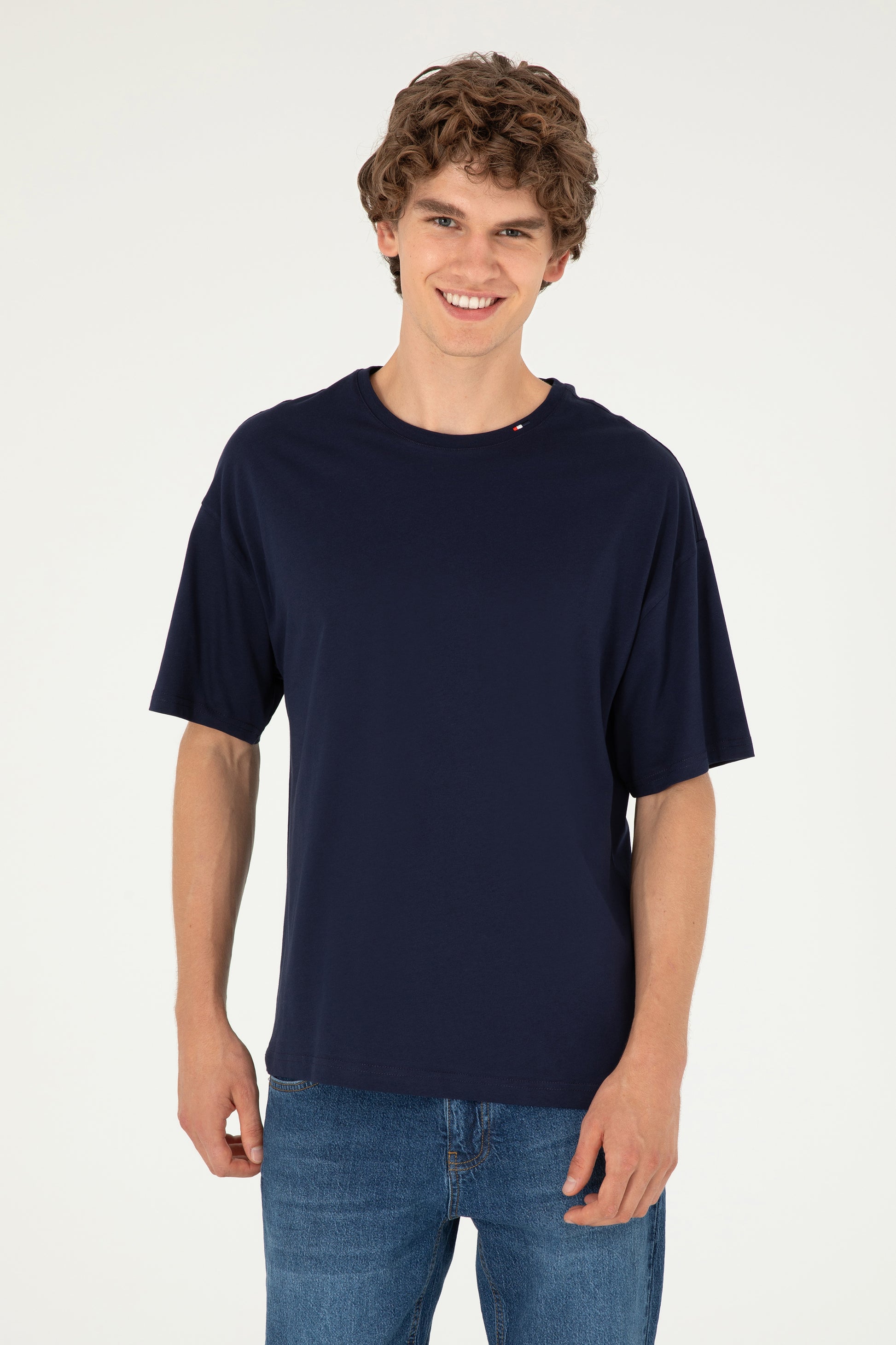 Men's Oversize Fit Crew Neck Navy T-Shirt