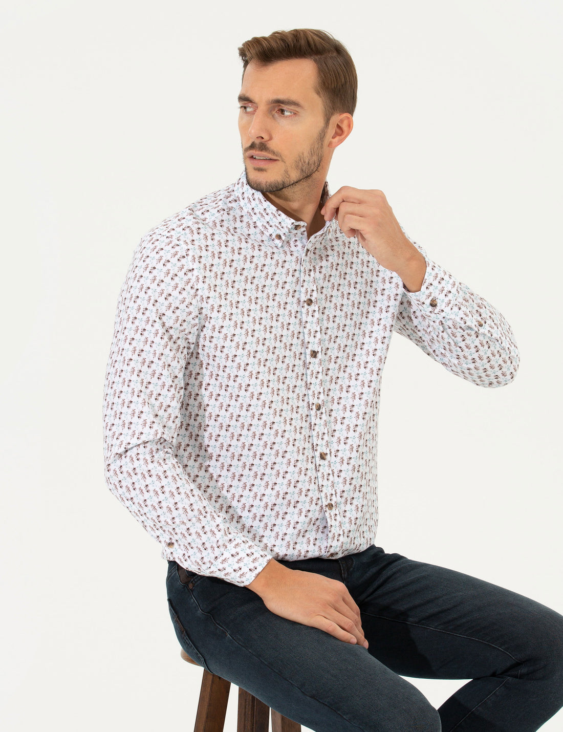 White Regular Fit Long Sleeve Shirt