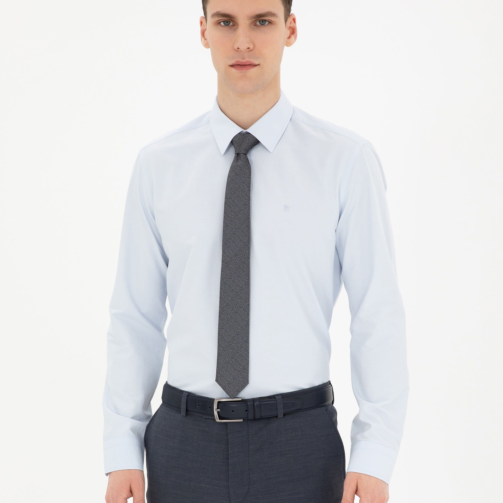 Light Blue Slim Fit Long Sleeve Basic Shirt