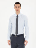 Light Blue Slim Fit Long Sleeve Basic Shirt