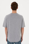 Men's Long Fit Crew Neck Grey Melange Basic T-Shirt