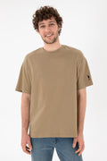 Men's Oversize Fit Crew Neck Khaki T-shirt