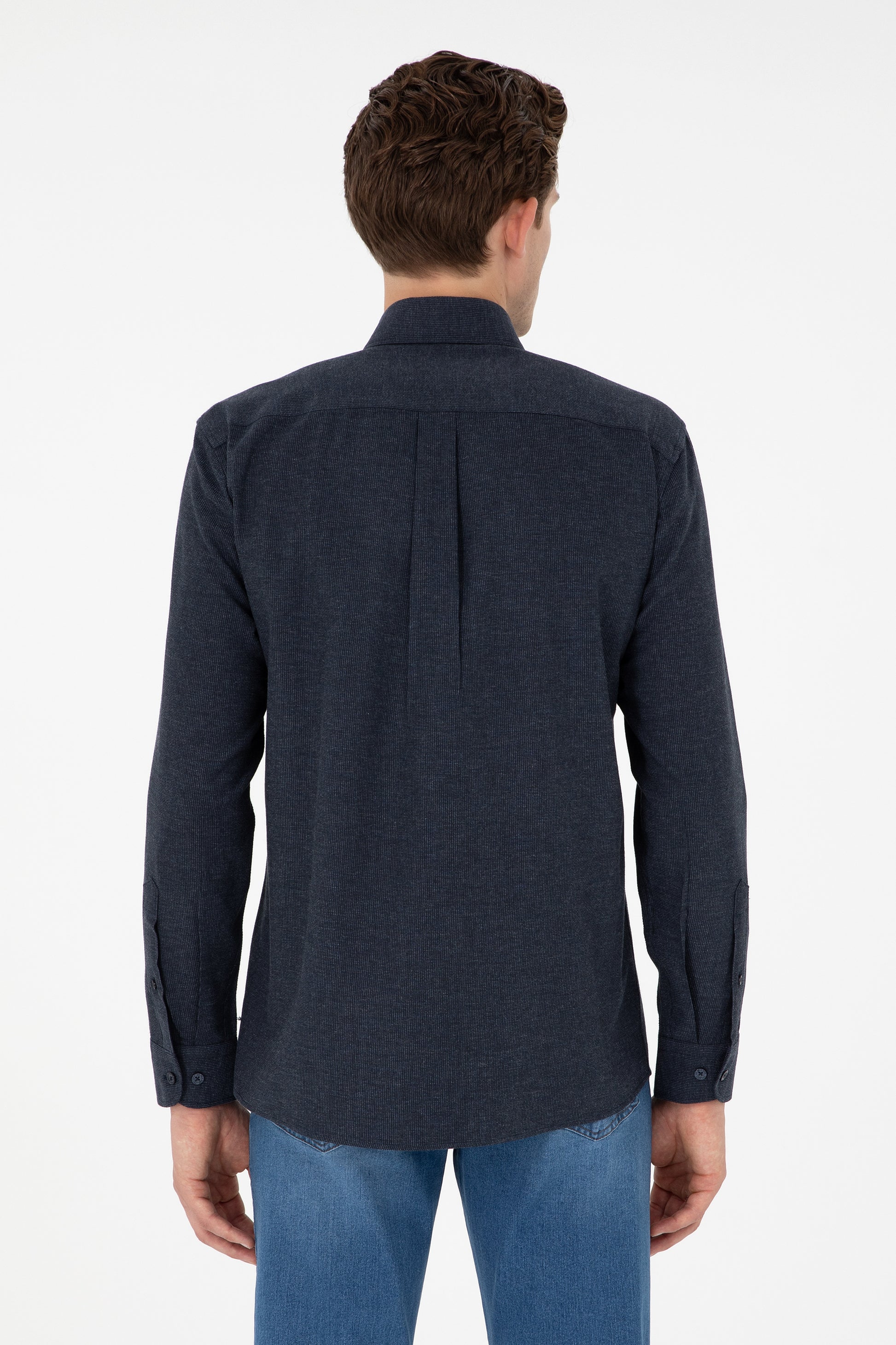 Men's Navy Blue Long Sleeve Shirt