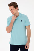 Men's Slim Fit Polo Neck Aqua Basic T-Shirt